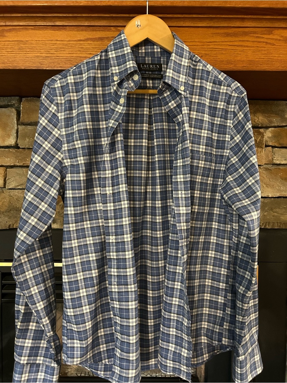 Ralph Lauren Blue and White Plaid Button-Down Shirt